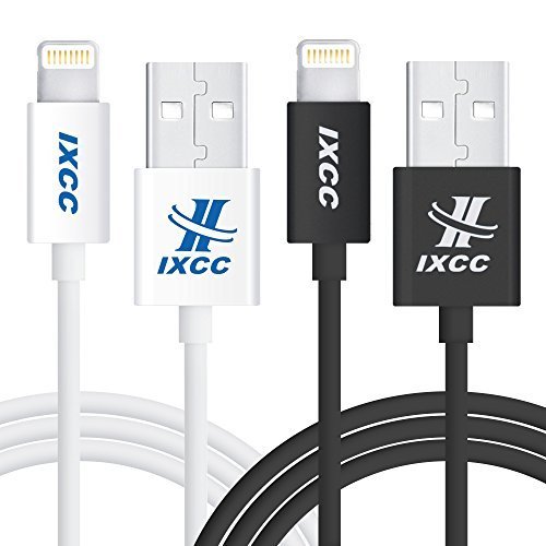 Product Cover iXCC Element II Lightning Cable 6ft, iPhone Charger, for iPhone 7 6s 6 Plus, SE 5s 5c 5, iPad Air 2 Pro, iPad Mini 2 3 4, iPad 4th Gen [Apple MFi Certified](White and Black)