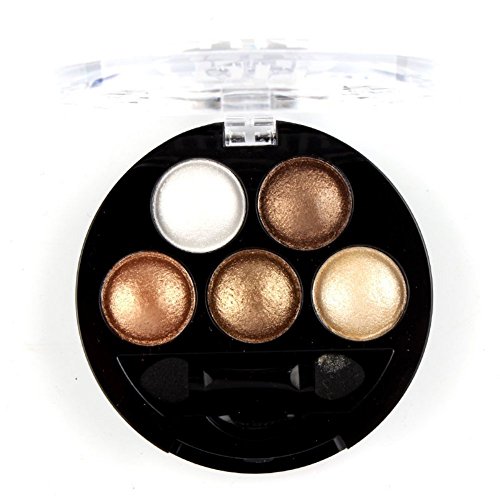 Product Cover Mallofusa 5 Colors Eye Shadow Palette Powder Metallic Shimmer Eyeshadow Palette (Golden Frenzy) 4.7oz