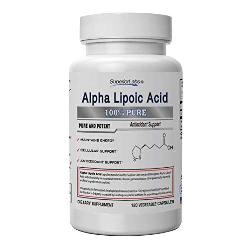 Product Cover #1 Alpha Lipoic Acid - Powerful 600mg, 120 Vegetable Capsules - Made In USA, 100% Money Back Guarantee