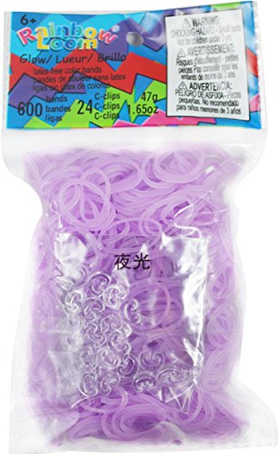 Product Cover Rainbow Loom Glow Purple Rubber Bands with 24 C-Clips (600 Count)