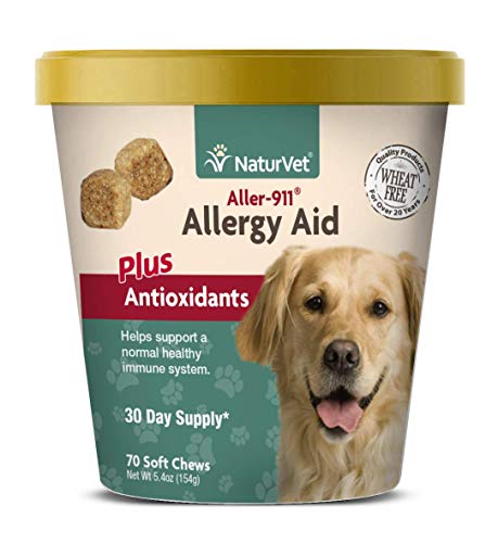 Product Cover NaturVet - Aller-911 Allergy Aid Plus Antioxidants - 70 Soft Chews - Supports Immune System, Skin Moisture & Respiratory Health - Enhanced With Omegas, DHA & EPA - For Dogs & Cats