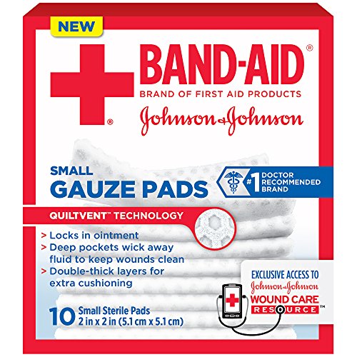 Product Cover Band-Aid Brand Small Gauze Pads, 2 Inches By 2 Inches, 10 Count (Pack of 6)