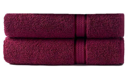 Product Cover Cotton Craft - 2 Pack Ultra Soft Oversized Extra Large Bath Sheet 35x70 Burgundy - Weighs 33 Ounces - 100% Pure Ringspun Cotton - Luxurious Rayon trim - Ideal for everyday use - Easy care machine wash