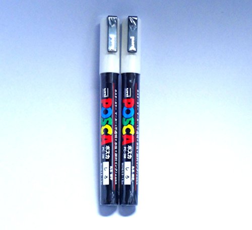 Product Cover Uni Posca Paint Marker PC-3M White, 2 pens per Pack (Japan Import) [Komainu-Dou Original Package]