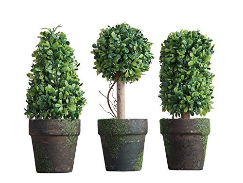 Product Cover PVC Topiary In Pot SET OF 3 Styles Artificial Plant Shrub Bush Country Home Garden Décor