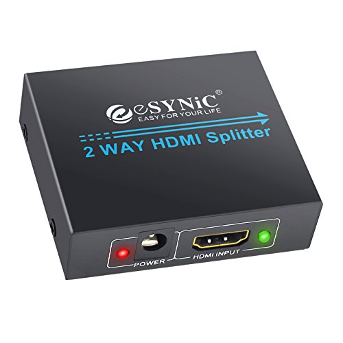 Product Cover ESYNIC HDMI Splitter 1 in 2 Out HDMI Amplifier Switch Repeater 1080P HDMI to HDMI for 3D HDTV Sky HD PS4 Xbox360 Blu-ray Player DVD HD Camcorder HTPC Laptop Satellite