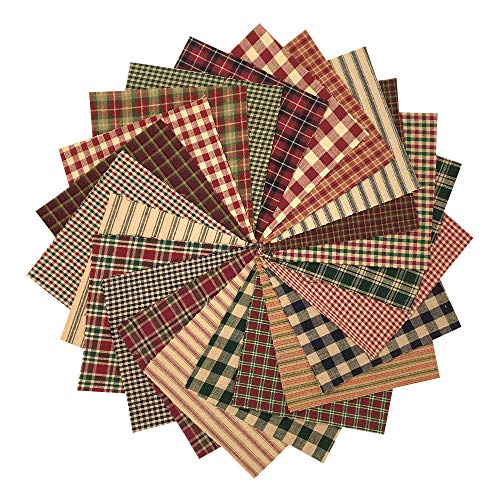 Product Cover 40 Rustic Christmas Charm Pack, 5 inch Precut Cotton Homespun Fabric Squares by JCS
