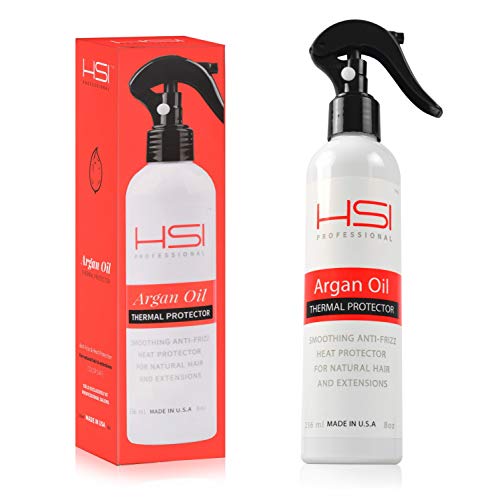 Product Cover HSI PROFESSIONAL Argan Oil Heat Protector | Protect up to 450º F from Flat Irons & Hot Blow Dry | Sulfate Free, Prevents Damage & Breakage | Made in the USA | 8 Ounce, Packaging May Vary