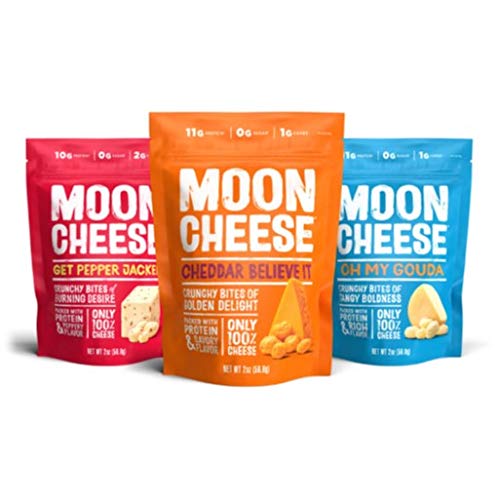 Product Cover Moon Cheese - 100% Natural Cheese Snack - Variety (Cheddar, Gouda, Pepper Jack) 2 oz - 3 Pack
