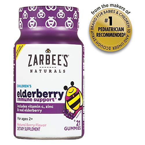 Product Cover Zarbee's Naturals Children's Elderberry Immune Support* with Vitamin C & Zinc, Natural Berry Flavor, 21 Gummies