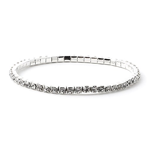 Product Cover Topwholesalejewel Silver Crystal Square Shape Rhinestone Strand Style Stretch Bracelet