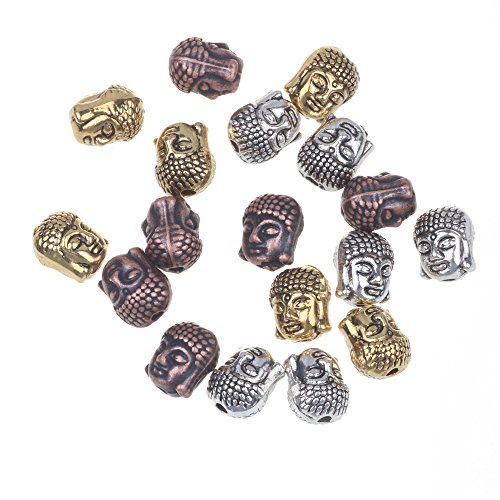 Product Cover RUBYCA 20PCS Buddha Small Spiritual Metal Beads Mix Colors Spacer for Jewelry Making Bracelet