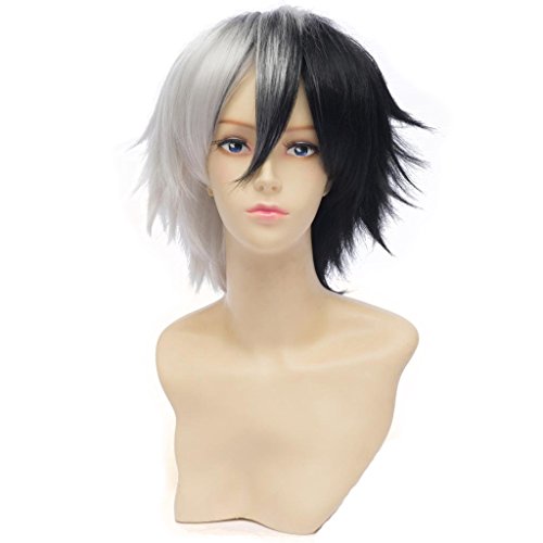 Product Cover HH Building Fashionable Short Fluffy Layer Cosplay Costume Wig Black White Hair