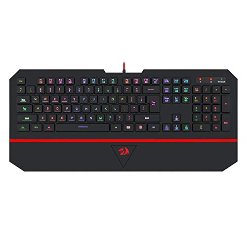 Product Cover Redragon K502 RGB Gaming Keyboard RGB LED Backlit Illuminated 104 Key Silent Keyboard with Wrist Rest for Windows PC Games