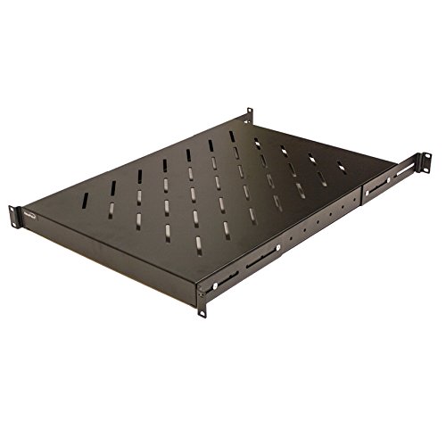 Product Cover NavePoint 1U 19-Inch Fixed 4-Post Rack Mount Server Shelf with Adjustable Depth from 18-34 Inch Black