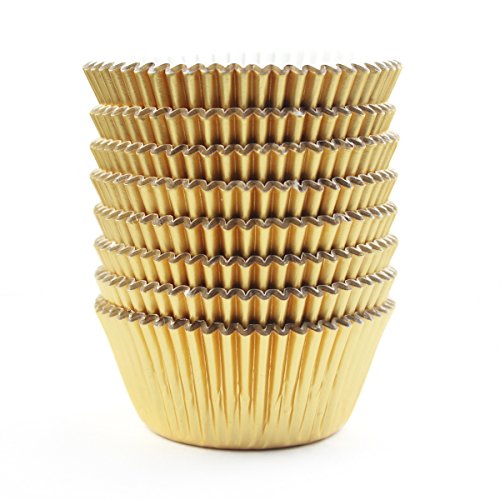 Product Cover Eoonfirst Gold Foil Metallic Cupcake Case Liners Baking Muffin Paper Cases 198 Pcs