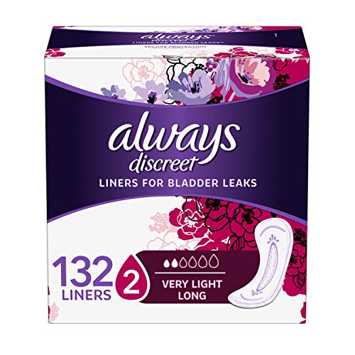 Product Cover Always Discreet Incontinence Liners, Very Light Absorbency, Long Length, 132 Count, packaging may vary