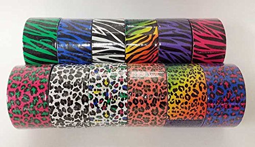 Product Cover Bazic Products Animal Print Duct Tape Collection - 12 Rolls Safari Print Duct Tape - 5 Yards each Roll