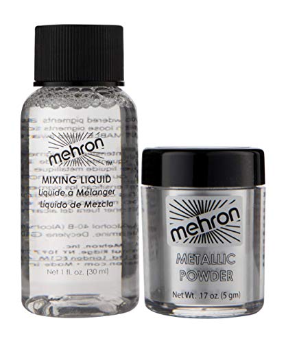 Product Cover Mehron Makeup Metallic Powder (.17 oz) with Mixing Liquid (1 oz) (Silver).