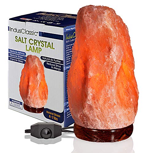 Product Cover IndusClassic LN-02 Natural Himalayan Crystal Rock Salt Lamp Ionizer Air Purifier 4~7 lbs/UL Listed Cord and Dimmer Control Switch, Exceptional Quality Packaging