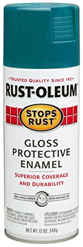 Product Cover Rust-Oleum 277239 Stops Rust Enamel Paint, 12 Oz, Aerosol Can, 2-4 Touch, 5-9 Hr Handle Drying, Gloss Lagoon