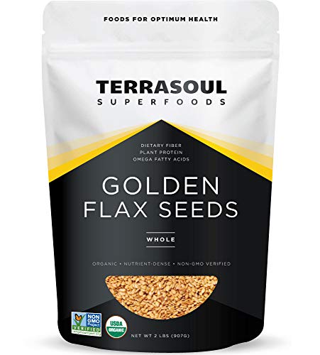 Product Cover Terrasoul Superfoods Organic Golden Flax Seeds, 2 Lbs - Fiber | Protein | Omega Fats