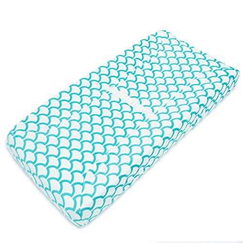 Product Cover American Baby Company Heavenly Soft Chenille Fitted Contoured Changing Pad Cover, Aqua Sea Wave