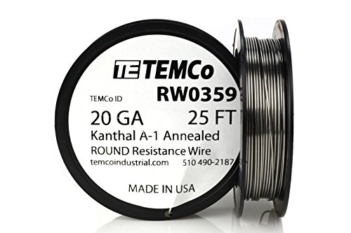 Product Cover TEMCo Kanthal A1 wire 20 Gauge 25 Ft Resistance AWG A-1 ga
