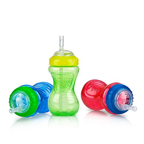 Product Cover Nuby 3 Piece Boy No-Spill Cup with Flex Straw, 10 Ounce