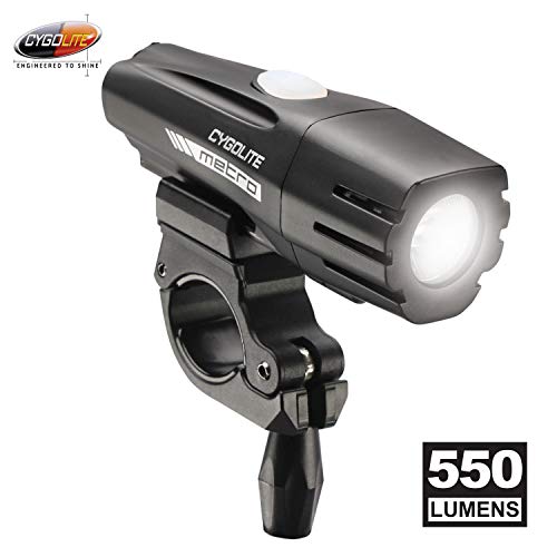 Product Cover Cygolite Metro- 550 Lumen Bike Light- 4 Night Modes & Daytime Flash Mode- Compact & Durable- IP67 Waterproof- Secured Hard Mount- USB Rechargeable Headlight- for Road & Commuter Bicycles
