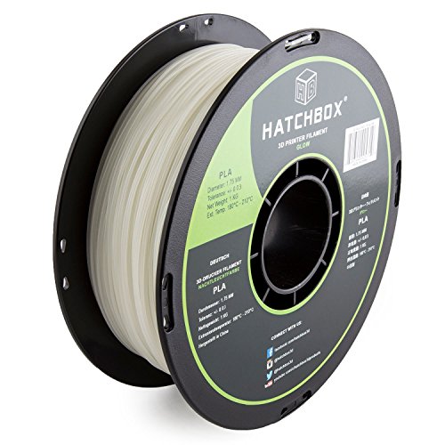 Product Cover HATCHBOX 3D PLA-1KG1.75-Glow PLA 3D Printer Filament, Dimensional Accuracy +/- 0.05 mm, 1 kg Spool, 1.75 mm, Glow in The Dark