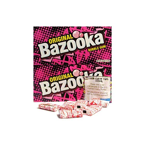 Product Cover Original Bazooka Bubble Gum Party Box Individually Wrapped Pieces with New Comics Games and Activities 4.0 Oz (2 Pack)