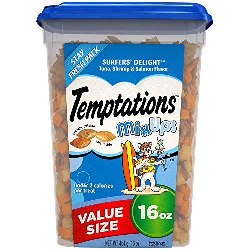 Product Cover TEMPTATIONS MixUps Treats for Cats SURFER'S DELIGHT Flavor, 16 oz. Tub