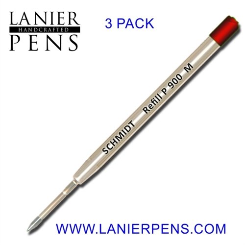 Product Cover 3 Pack - Med-Red Ink P900 Schmidt Parker Style Ballpoint Refill