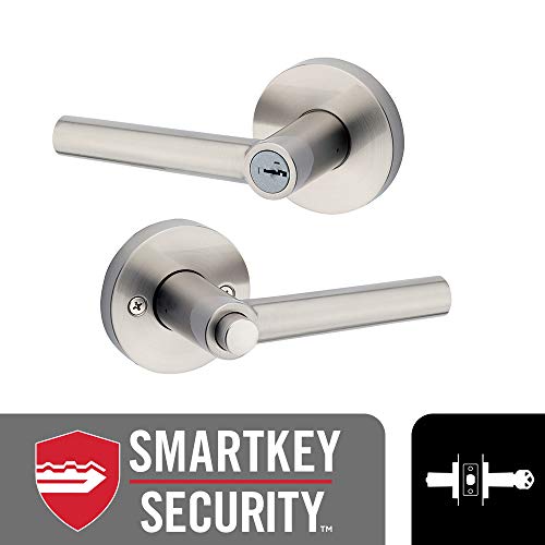 Product Cover Kwikset 91560-004 Milan Round Keyed Entry Lever Featuring SmartKey in Satin Nickel
