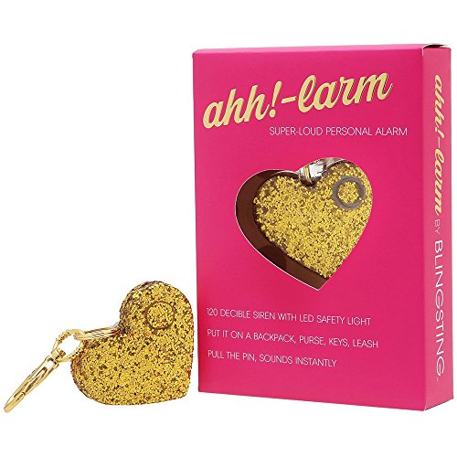 Product Cover BLINGSTING ahh!-larm Emergency Self-Defense Personal Panic Alarm Keychain for Women with LED Safety Light and Clip, Gold Glitter Heart