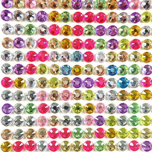 Product Cover Wrapables 500-Piece Adhesive Rhinestone Crystal Diamond Stickers, 6mm, Multicolor
