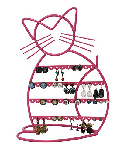 Product Cover ARAD Cat-Shaped Earring Holder, Jewelry Rack, Display Organizer for Piercings (Pink Finish)