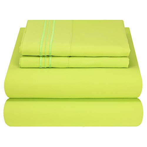 Product Cover Mezzati Kids Toddler Teen Bedding - Soft and Comfortable Light and Bright Collection (Lime, Full Size)
