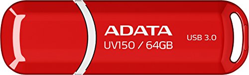 Product Cover ADATA UV150 64GB USB 3.0 Snap-on Cap Flash Drive, Red (AUV150-64G-RRD)