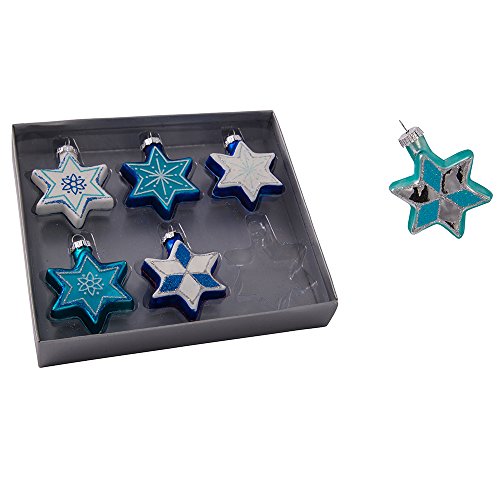 Product Cover Kurt Adler Glass Jewish Stars with Glitter Ornament, Set of 6
