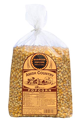 Product Cover Amish Country Popcorn - 6 Lb Mushroom Kernels - Old Fashioned, Non GMO, Gluten Free, Microwaveable, Stovetop and Air Popper Friendly with Recipe Guide