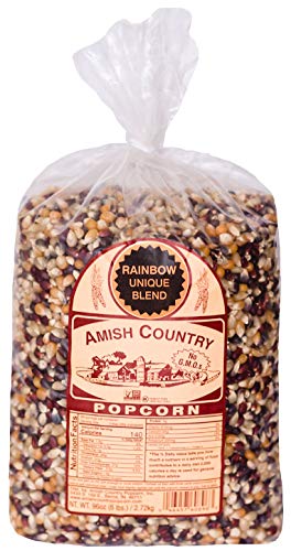 Product Cover Amish Country Popcorn - 6 Lb Rainbow Kernels - Old Fashioned, Non GMO, Gluten Free, Microwaveable, Stovetop and Air Popper Friendly with Recipe Guide