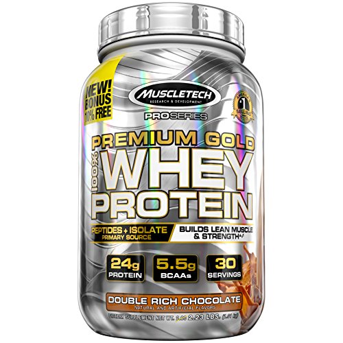 Product Cover MuscleTech Premium Gold 100% Whey Protein Powder, Ultra Fast Absorbing Whey Peptides & Whey Protein Isolate, Double Rich Chocolate, 30 Servings (2.2lbs)