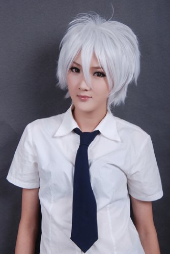 Product Cover COSPLAZA Cosplay Wigs short white Party Full Hair with Free Cap Free Wig Net