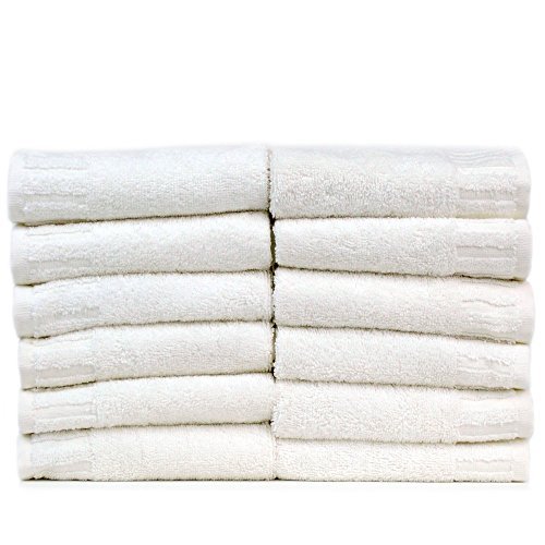 Product Cover Bare Cotton Luxury Hotel & Spa Towel Turkish Cotton Wash Cloths,White, Piano, Set of 12