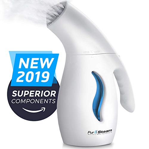 Product Cover PurSteam Garment Steamer For Clothes, Elite Powerful 7-1 Fabric Steamer For Home/Travel. Remove Wrinkles/Steam/Soften/Clean/Sanitize/Sterilize and Defrost with UltraFast-Heat Aluminum Heating Element