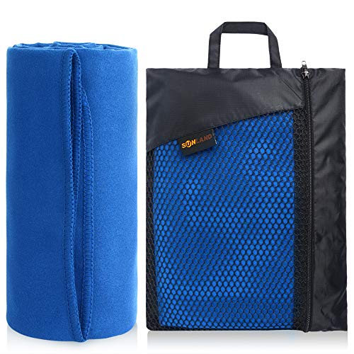 Product Cover SUNLAND Microfiber Travel Towel Fast Drying Ultra Compact Sports Sweat Outdoor Towel with Carry Bag Set(Dark Blue, 32inch X 60inch)