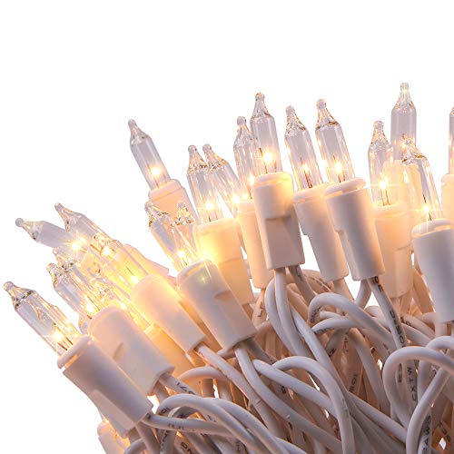 Product Cover LIDORE 100 Counts Bright Clear Mini Christmas Tree Lights. White Wire String Light for Decoration. End to End Connection