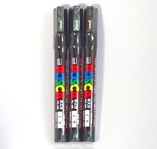 Product Cover Uni Posca Paint Marker PC-3M Black, 3 pens per Pack(Japan Import) [Komainu-Dou Original Package]
